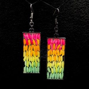 Handmade Rice Earrings in Tropical
